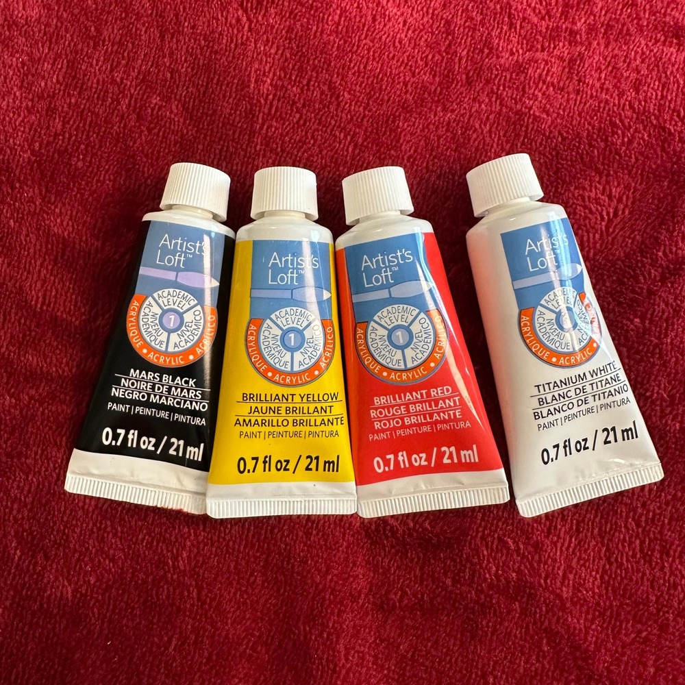 Artists Loft‎ Academic Level 1 Acrylic Paint Set 4 Colors Black Yellow Red White